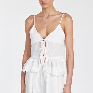 DISSH MIMI WHITE LINEN TIE FRONT TOP